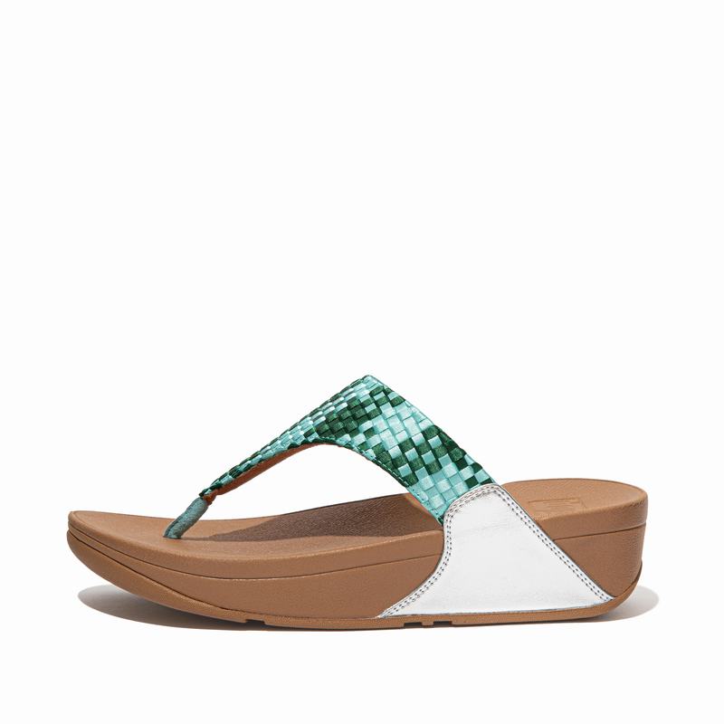 FitFlop Lulu Weave Checkered Mintfarben Grün - FitFlop Zehentrenner Damen Schweiz [RVEP-63478]